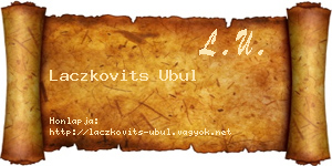 Laczkovits Ubul névjegykártya